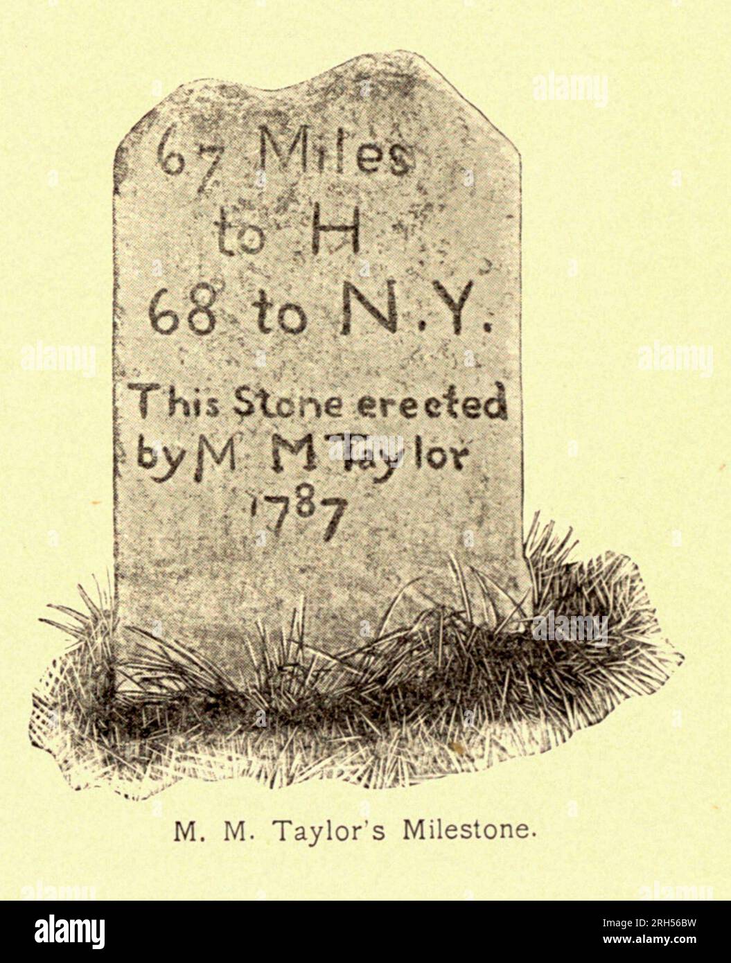 M. M. Taylor's Milestone, Danbury, Connecticut Conn. Aus dem Buch " Stage-Coach and Tavern Days " von Earle, Alice Morse, 1851-1911 The Macmillan Company 1901 Stockfoto