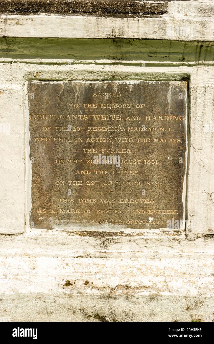 Der Holländische Friedhof, Malakka, Malaysia Stockfoto