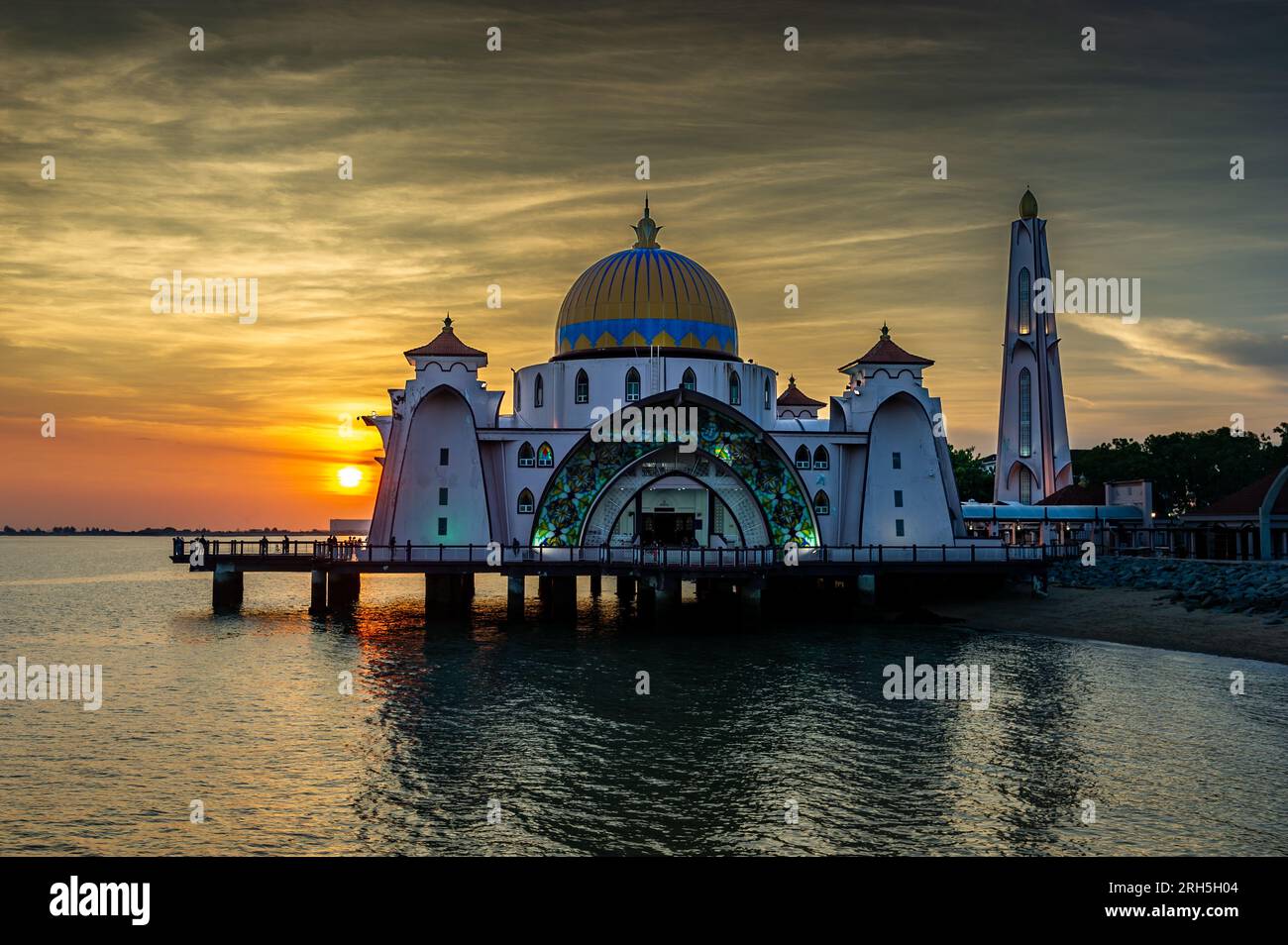 Malacca Straits Moschee bei Sonnenuntergang, Malacca, Malaysia Stockfoto