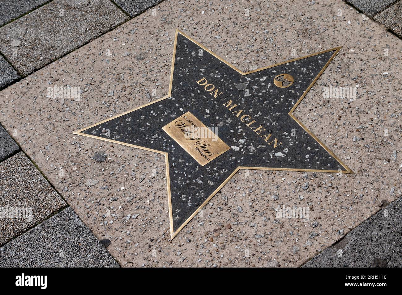 Don MacLean Plaque auf Walk of Stars, Broad Street, Birmingham, Großbritannien Stockfoto