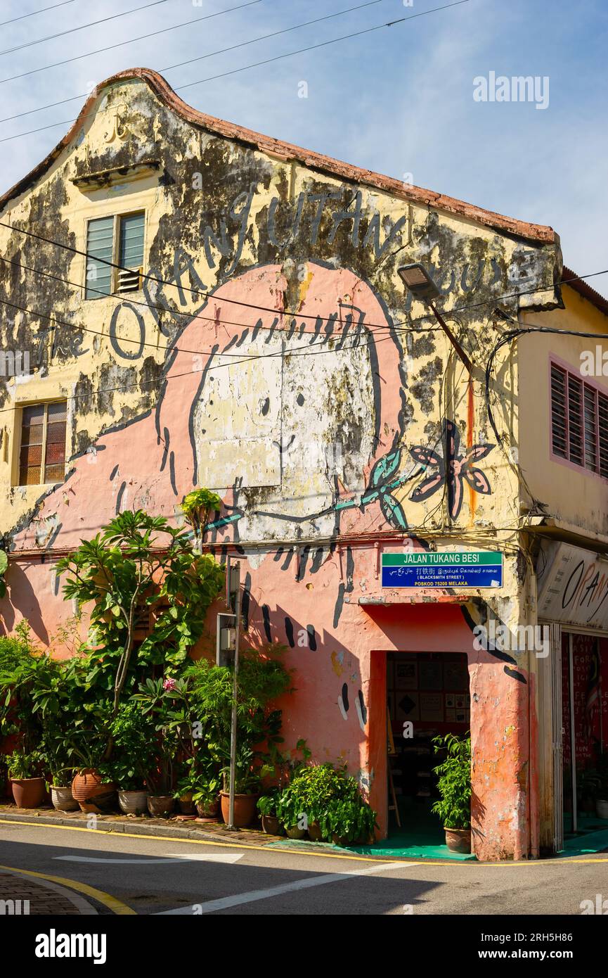Street Art im Orangutan Shop, Malakka, Malaysia Stockfoto
