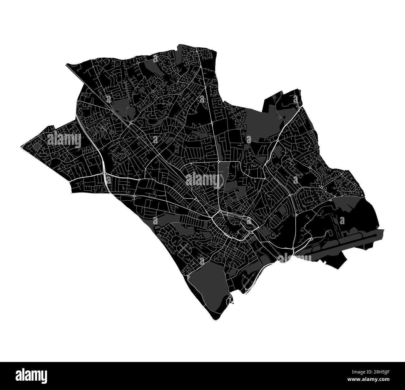 Stadtplan von Black Luton, Verwaltungsbezirk Stock Vektor