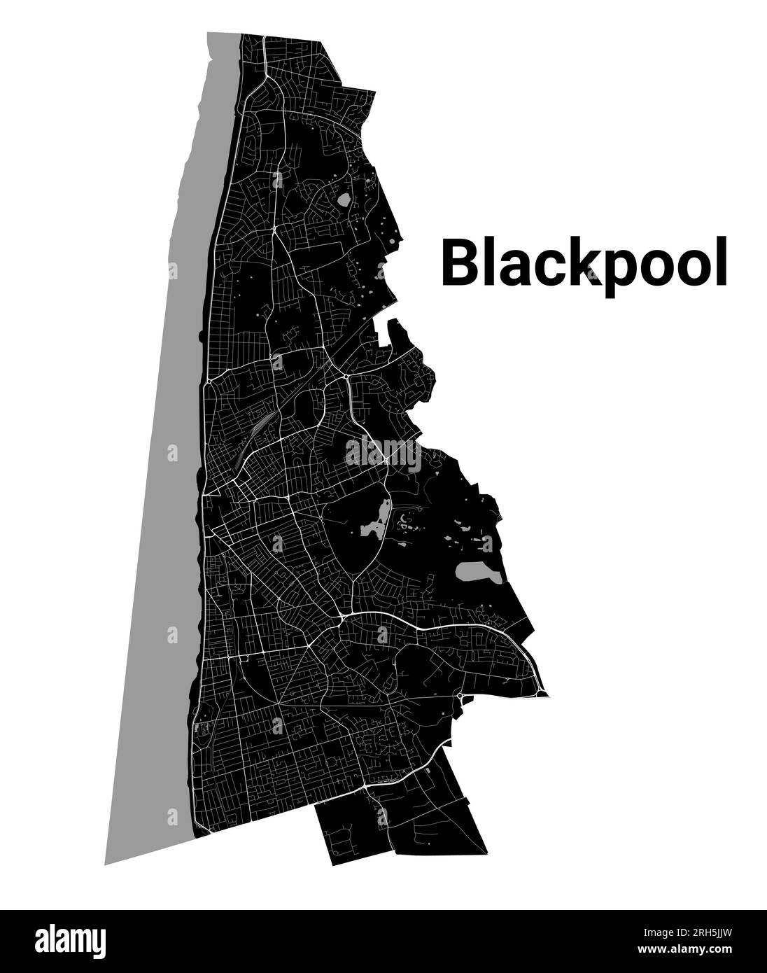 Stadtplan von Black Blackpool, detaillierte Verwaltung Stock Vektor