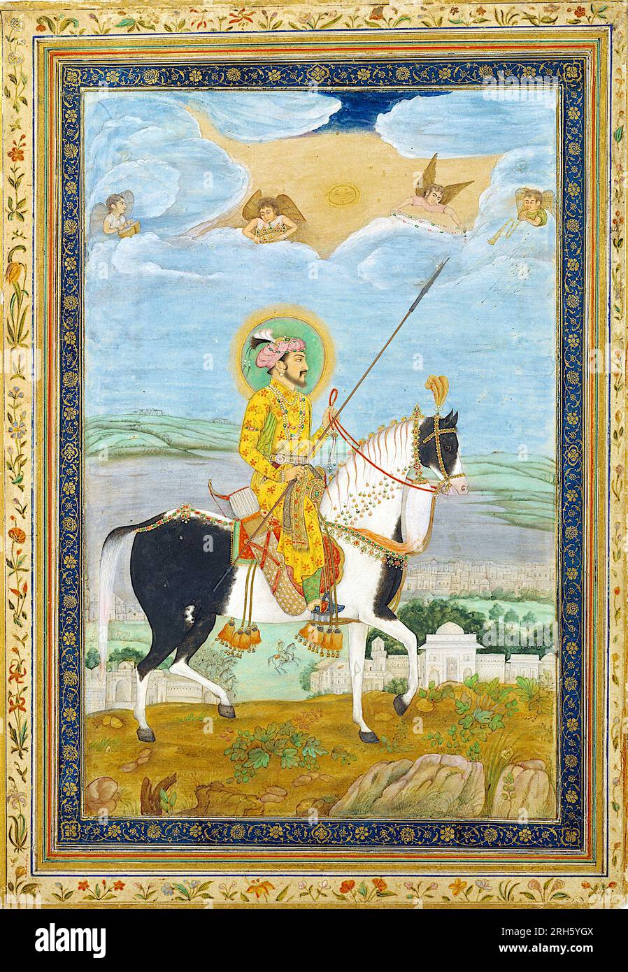 Porträt von Shah Jahan auf dem Pferderücken Stockfoto