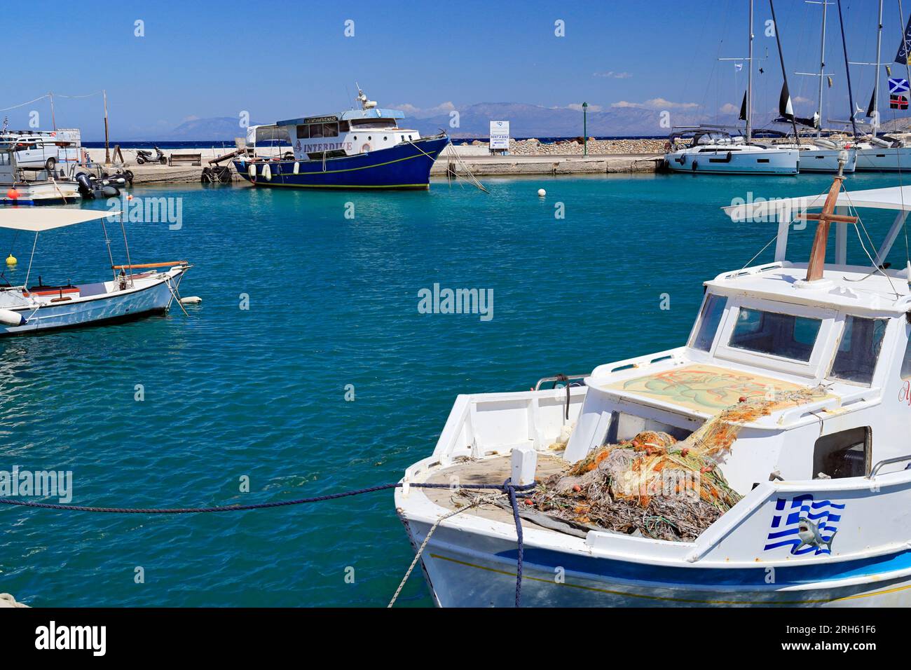 Megaloxori Hafen, Agizing, Saronische Inseln, Griechenland. Stockfoto