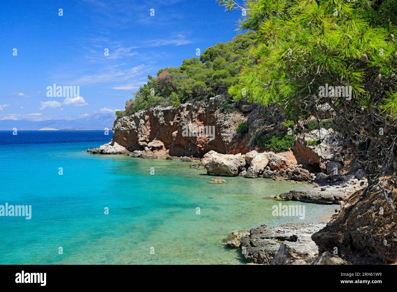 Dragonera Beach, Agistri, Saronische Inseln, Griechenland. Stockfoto