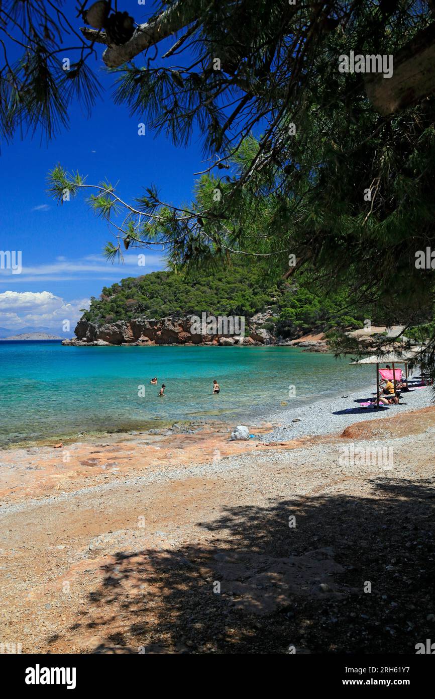 Dragonera Beach, Agistri, Saronische Inseln, Griechenland. Stockfoto