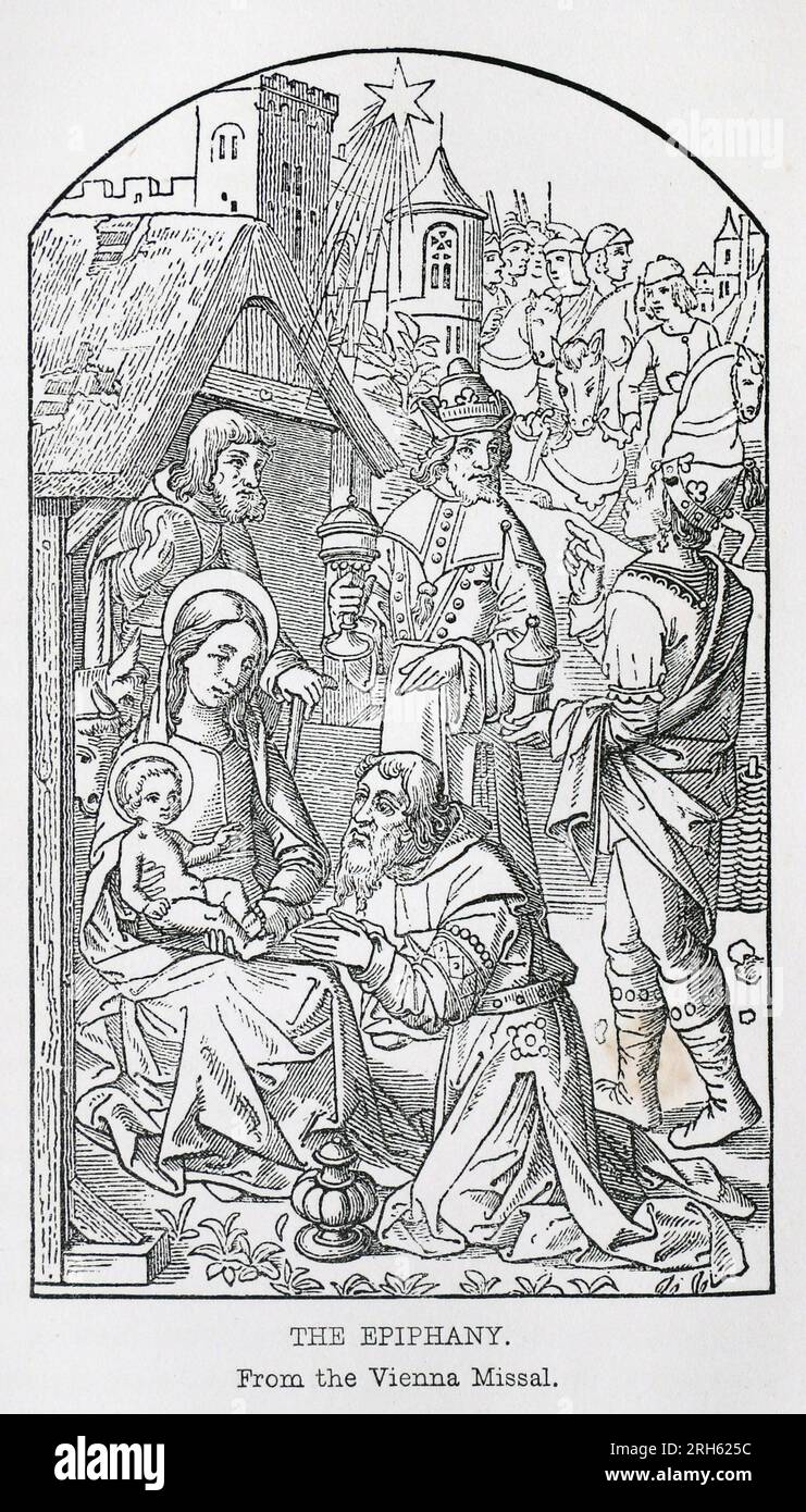 Die Epiphanie vom Wiener Missal. Gravur aus dem Leben der Heiligen von Sabin Baring-Gould. Stockfoto