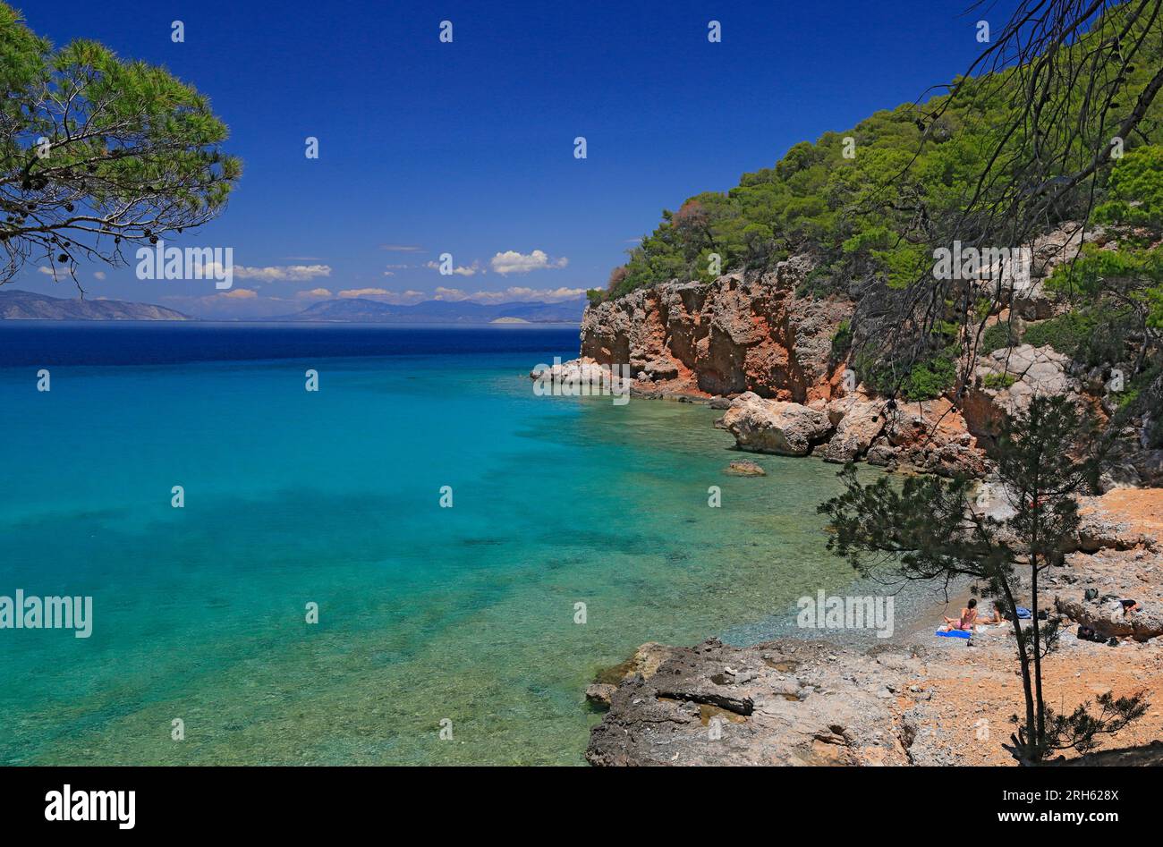 Dragonera Beach, Agistri, Saronische Inseln, Griechenland. Stockfoto