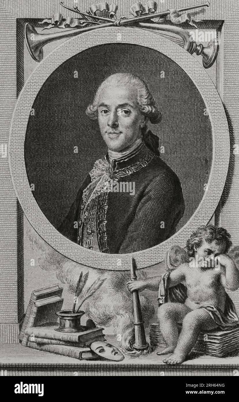 Tomás de Iriarte y Nieves Ravelo (1750-1791). Die spanische Schriftstellerin. Gravur von Manuel Salvador Carmona (1734-1820), 1792. Stockfoto
