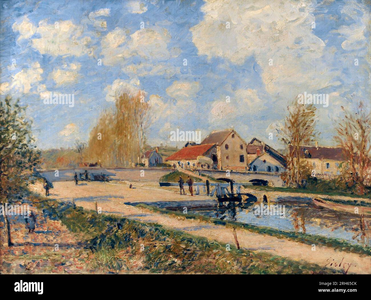 Alfred Sisley (1839-1899). Französischer impressionistischer Maler. Die Bourgogne-Schleuse in Moret, 1882. Nationalgalerie, Prag, Tschechische Republik. Stockfoto