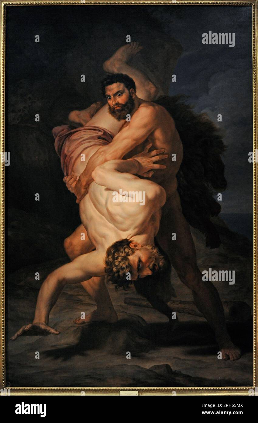 Rafael Tegeo (1798-1856). Spanischer Maler. Heracles und Antaeus, 1835-1836. San Fernando Royal Academy of Fine Arts. Madrid, Spanien. Stockfoto