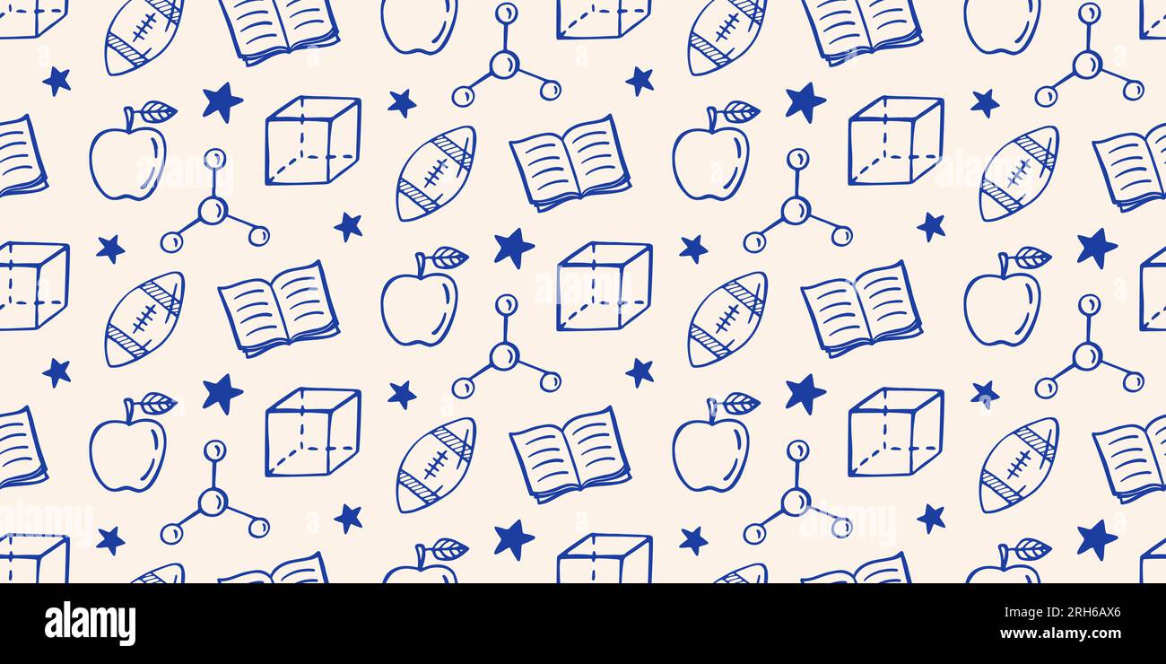 Schulbedarf Handgemalte nahtlose Muster Stock Vektor