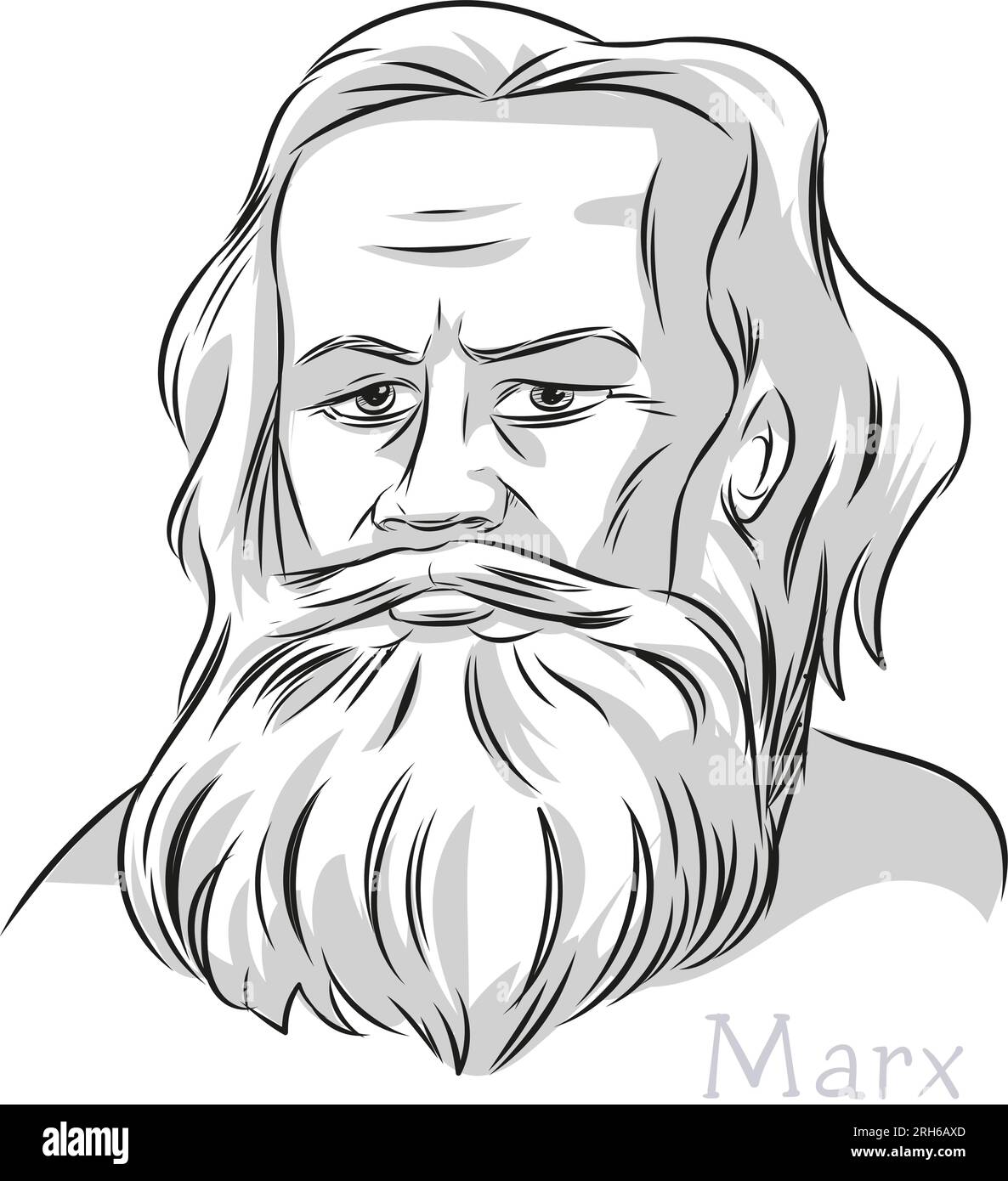 karl-marx-Philosoph, handgezeichnete Linien, Kunst, Porträt-Illustration Stock Vektor