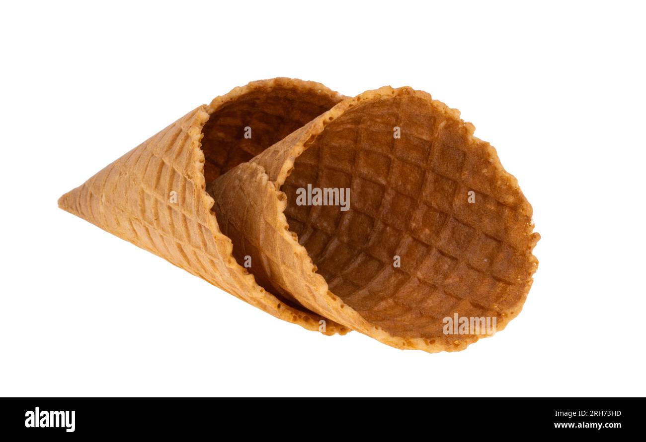 Waffelkonen isoliert auf weißem Hintergrund Stockfoto
