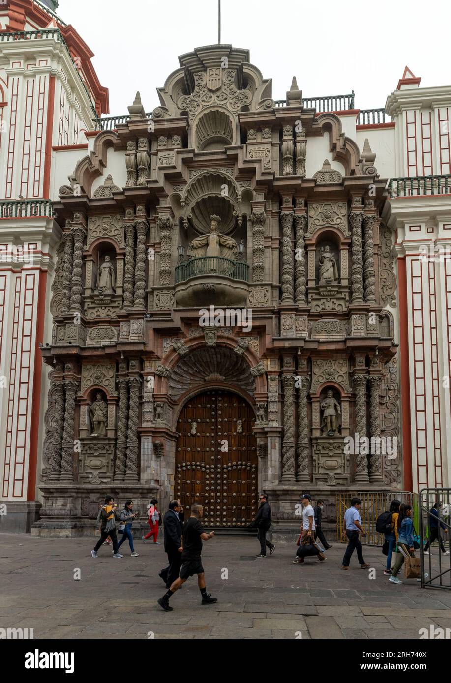 Eingangsfassade, Basilika und Priory Nuestra Señora de la Merced, Lima Peru Stockfoto