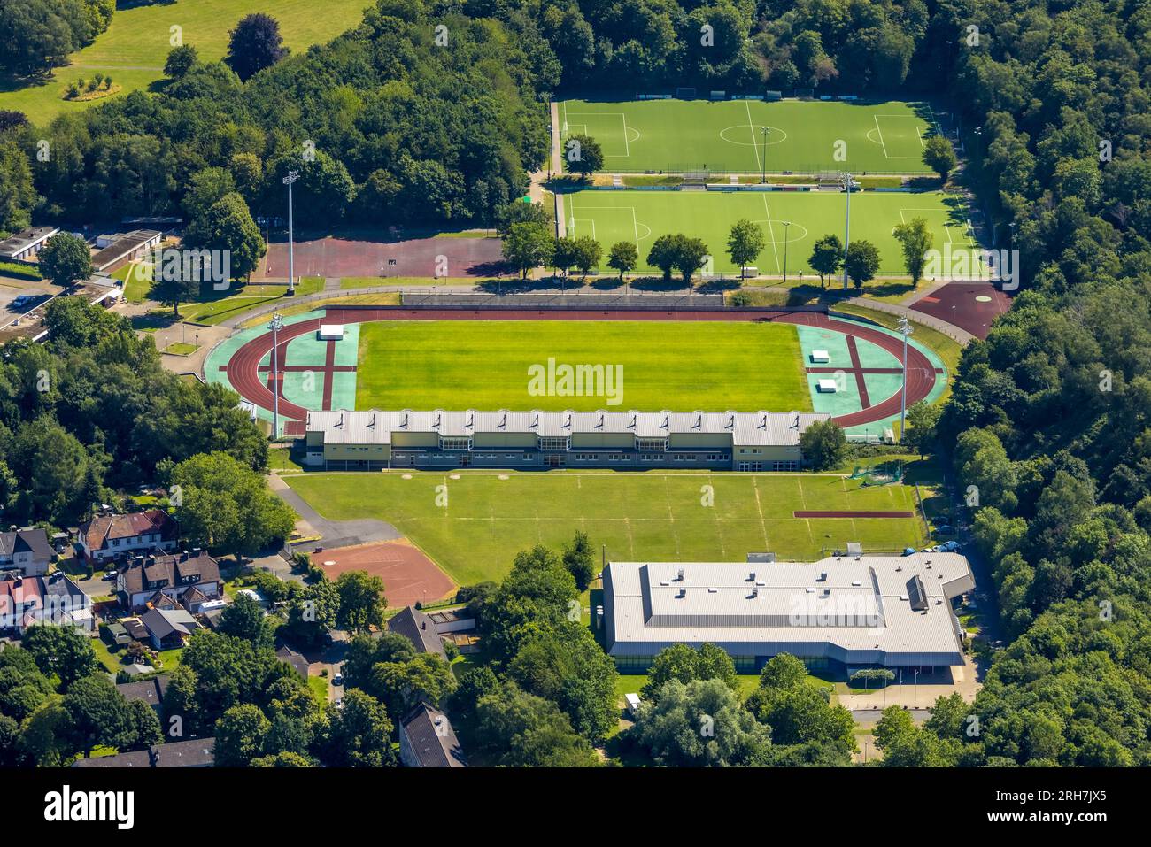 Luftaufnahme, Sportpark am Hallo Stadion, Stoppenberg, Essen, Ruhrgebiet, Nordrhein-Westfalen, Deutschland Stockfoto