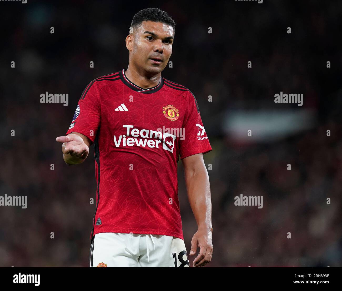 Manchester, Großbritannien. 14. Aug. 2023. Casemiro von Manchester United während des Premier League-Spiels in Old Trafford, Manchester. Das Bild sollte lauten: Andrew Yates/Sportimage Credit: Sportimage Ltd/Alamy Live News Stockfoto