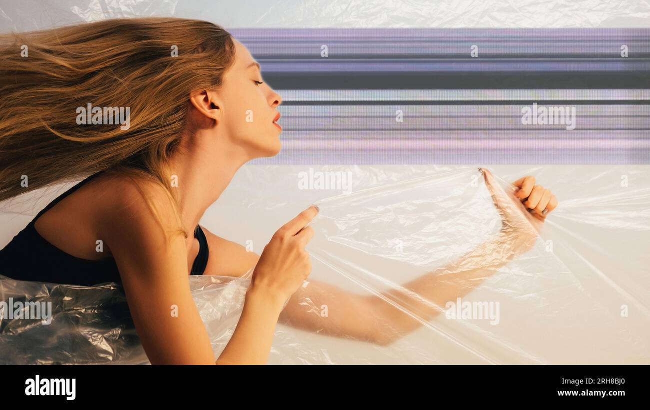 Digitale Schönheit nft-Kunst inspirierte Frau Störgeräusche Stockfoto