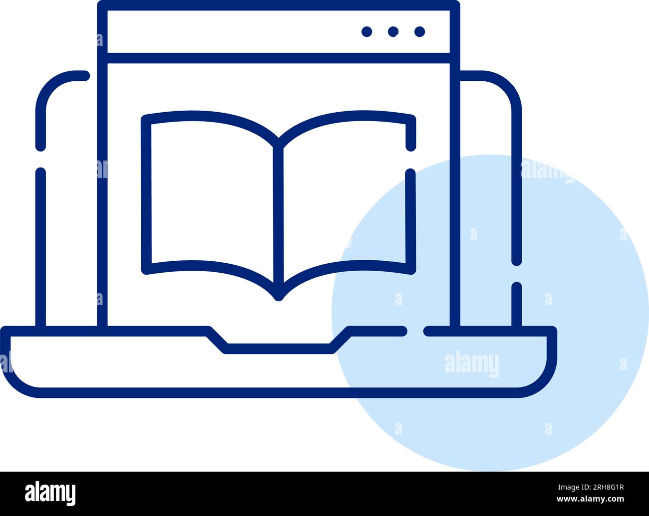 Elektronisches Buch auf Laptop. Lesen aus der E-Bibliothek. Symbol für Pixel Perfect Stock Vektor
