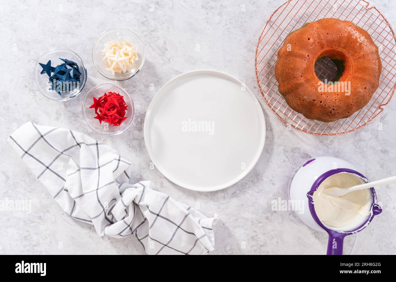 Juli 4. gebundener Kuchen Stockfoto