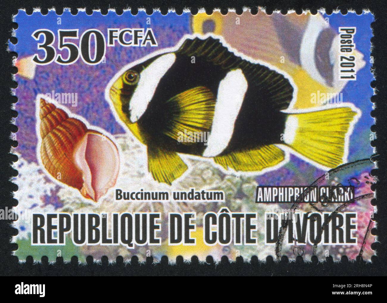 ELFENBEINKÜSTE - UM 2011: Stempel gedruckt von Elfenbeinküste, zeigt Fisch, um 2011 Stockfoto