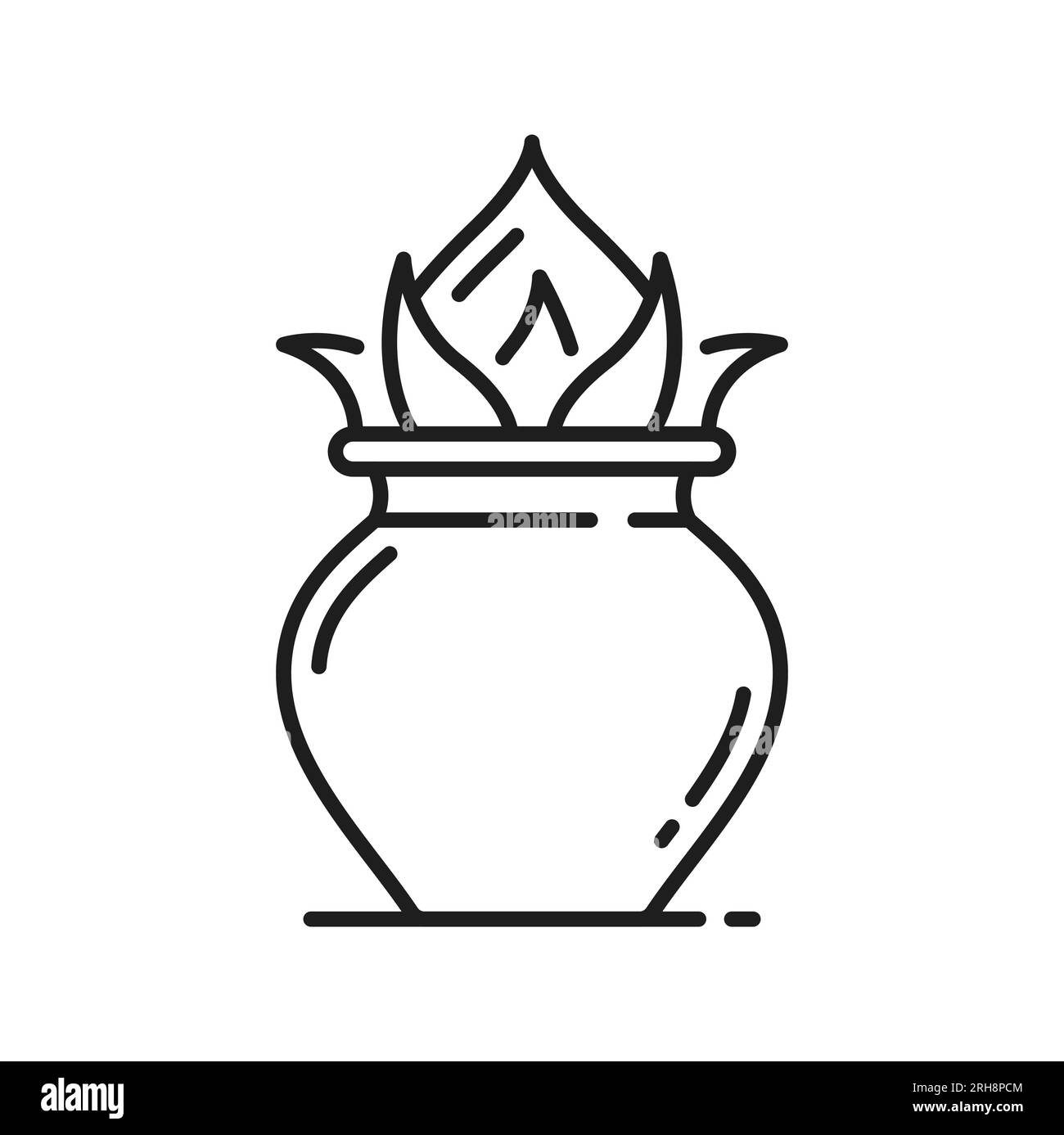 Jainismusreligiöses Symbol für Kalasha-Topf, religiöses Vektorsymbol der Jain-Indianer. Jainismus Ashtamangala Symbol von Purna Kalasha kalasa oder Ghattopf in Jain-Verehrung und Ritual der Symbol der hinduistischen spirituellen Religion Stock Vektor
