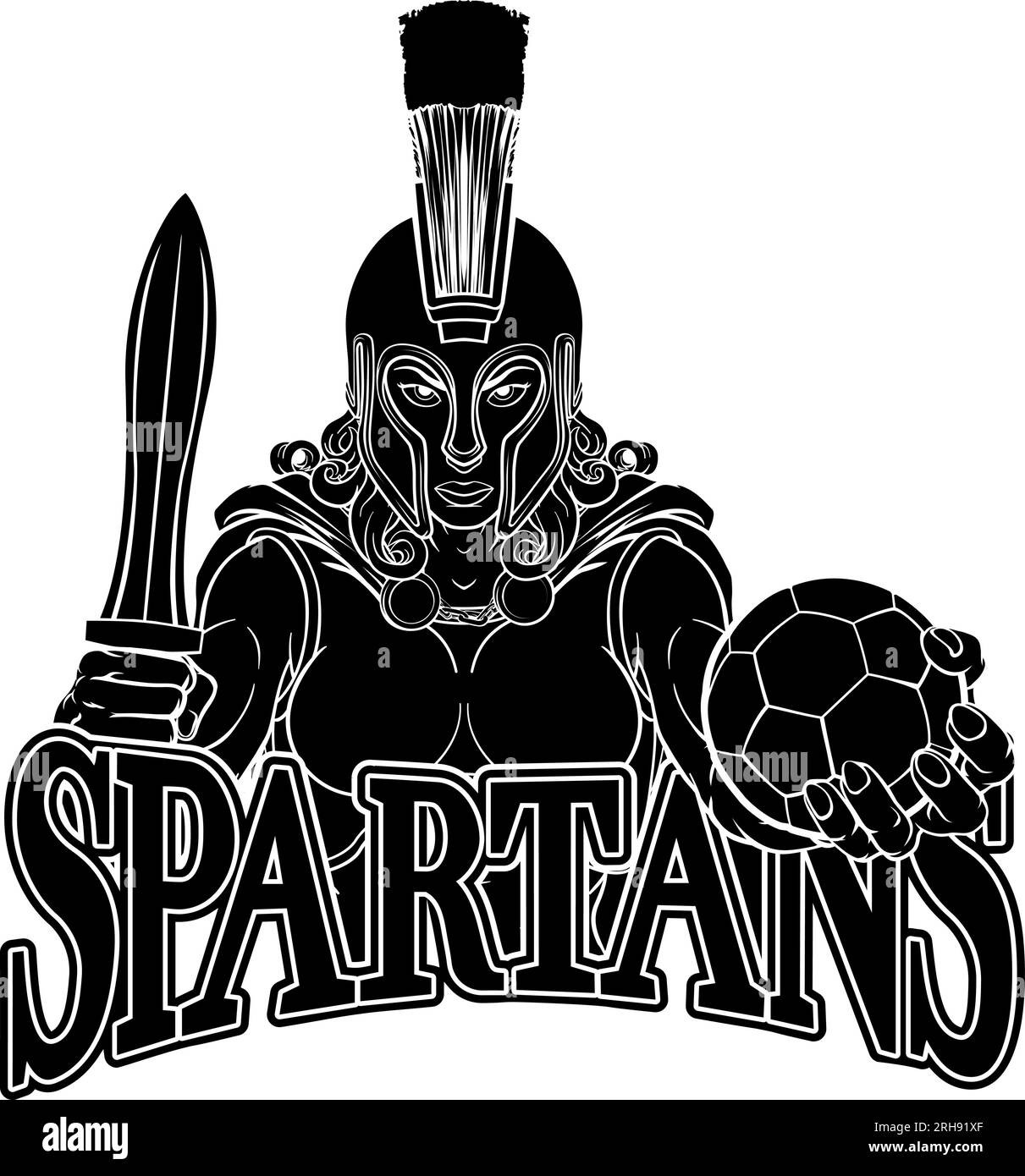 Spartan Trojan Gladiator Fußball Kriegerin Stock Vektor