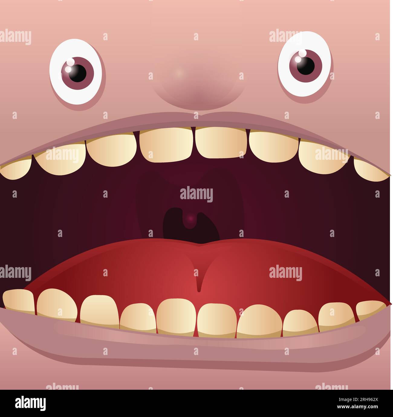 Zeichentrickfilm schreiender Mund Vektorbild, handgezeichnet Stock Vektor