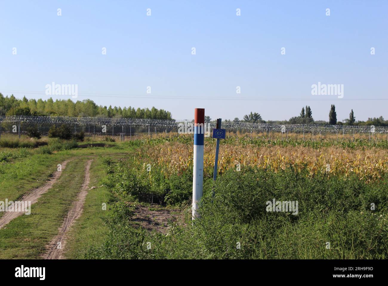Grenze Serbien-ungarn 2023 Stockfoto