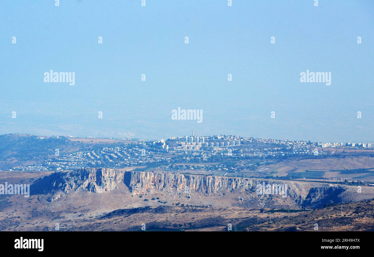 Ein Blick auf den Arbel und Obertiberia in Israel. Stockfoto