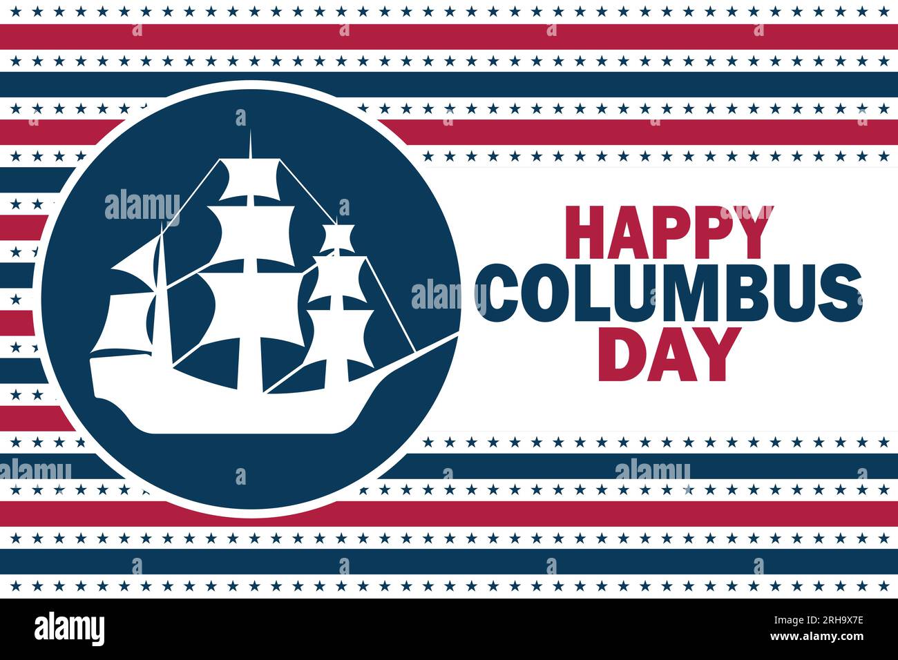 Happy Columbus Day Concept Vector Illustration. Vorlage für Hintergrund, Banner, Karte, Poster mit Texteindruck. Stock Vektor