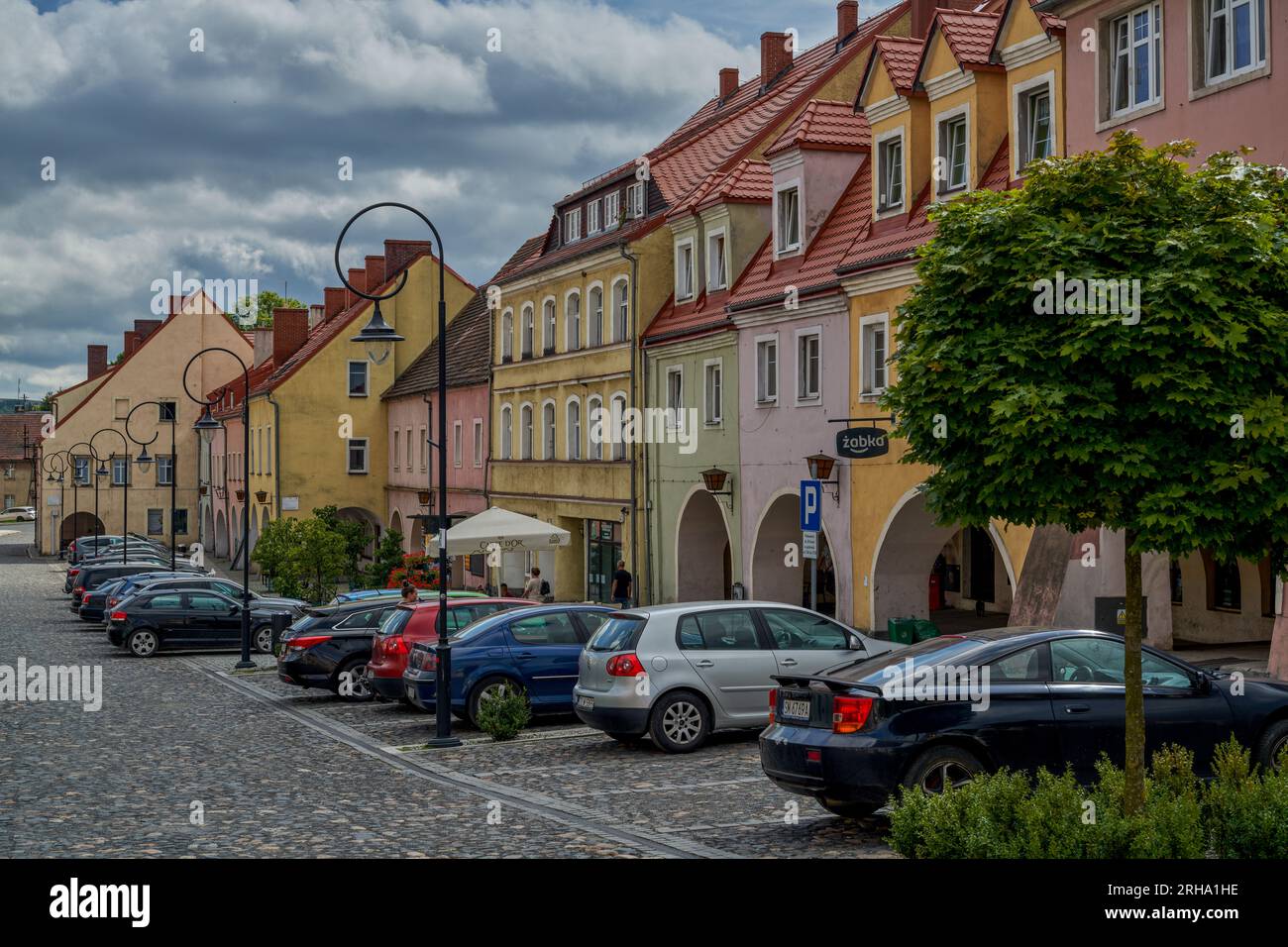 Alte kleine malerische Stadt Lubomierz Niederschlesien Polen Stockfoto