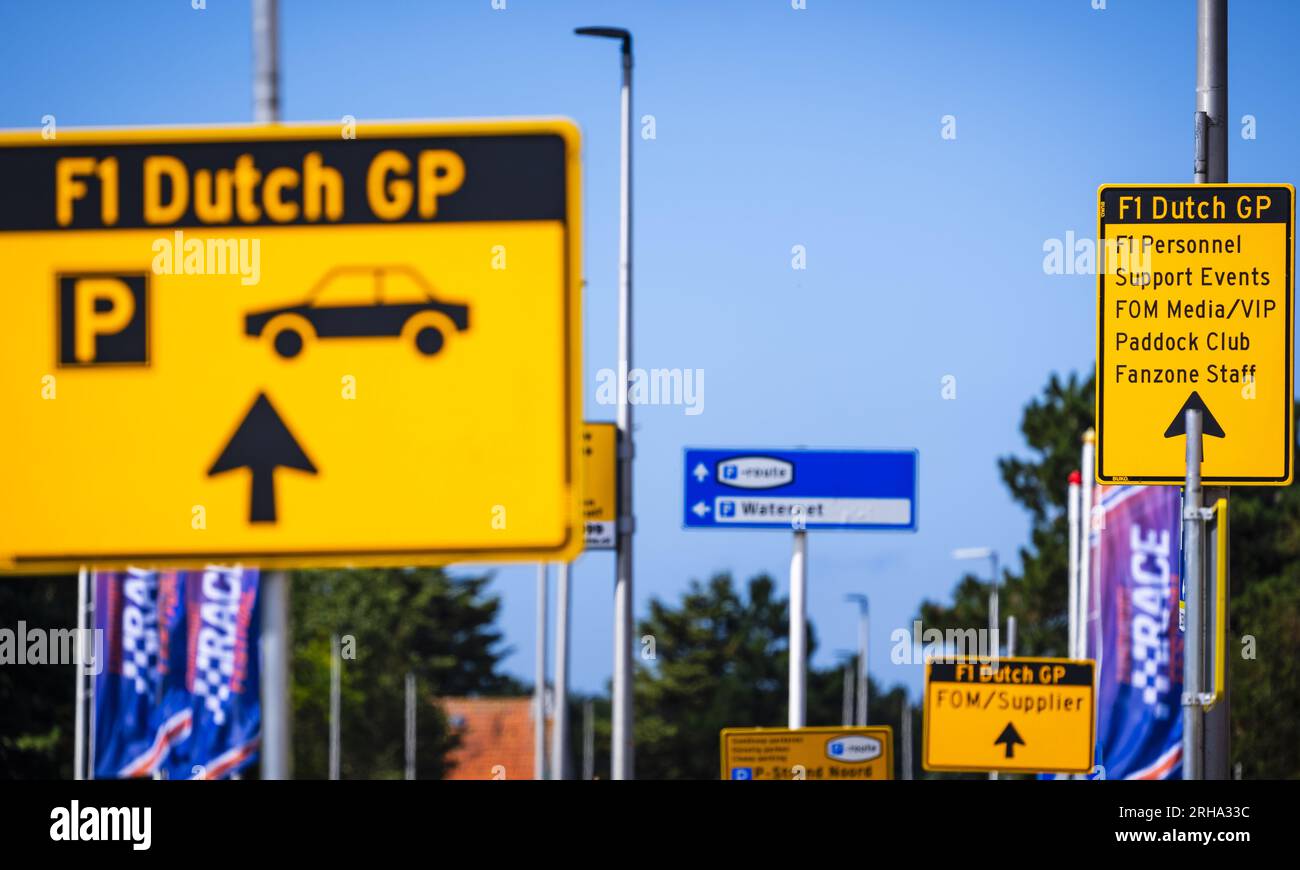 ZANDVOORT - Vorzeichen für die Formel 1 im Vorfeld des Grand Prix in Zandvoort. ANP FREEK VAN DEN BERGH Stockfoto