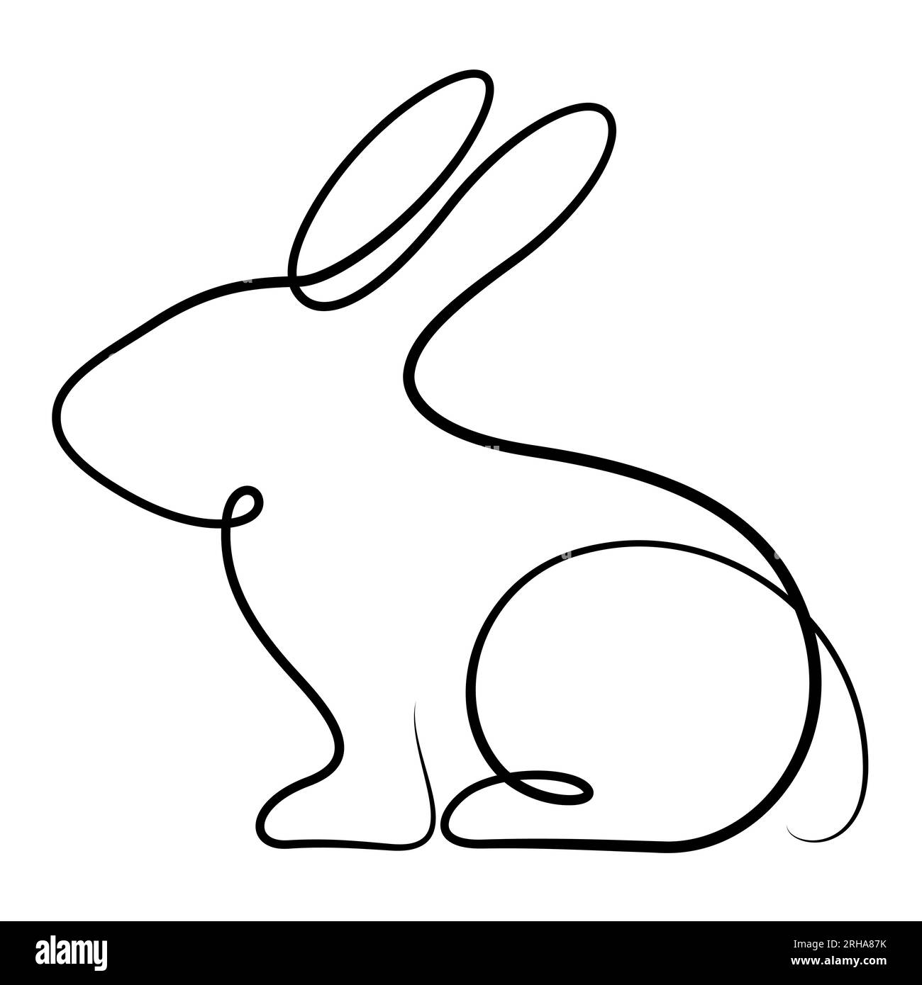 Kaninchen-Strichzeichnung für ostern, Herbstfest, Logo, Dekoration, etc Linienstil des Kalligraphen Stock Vektor