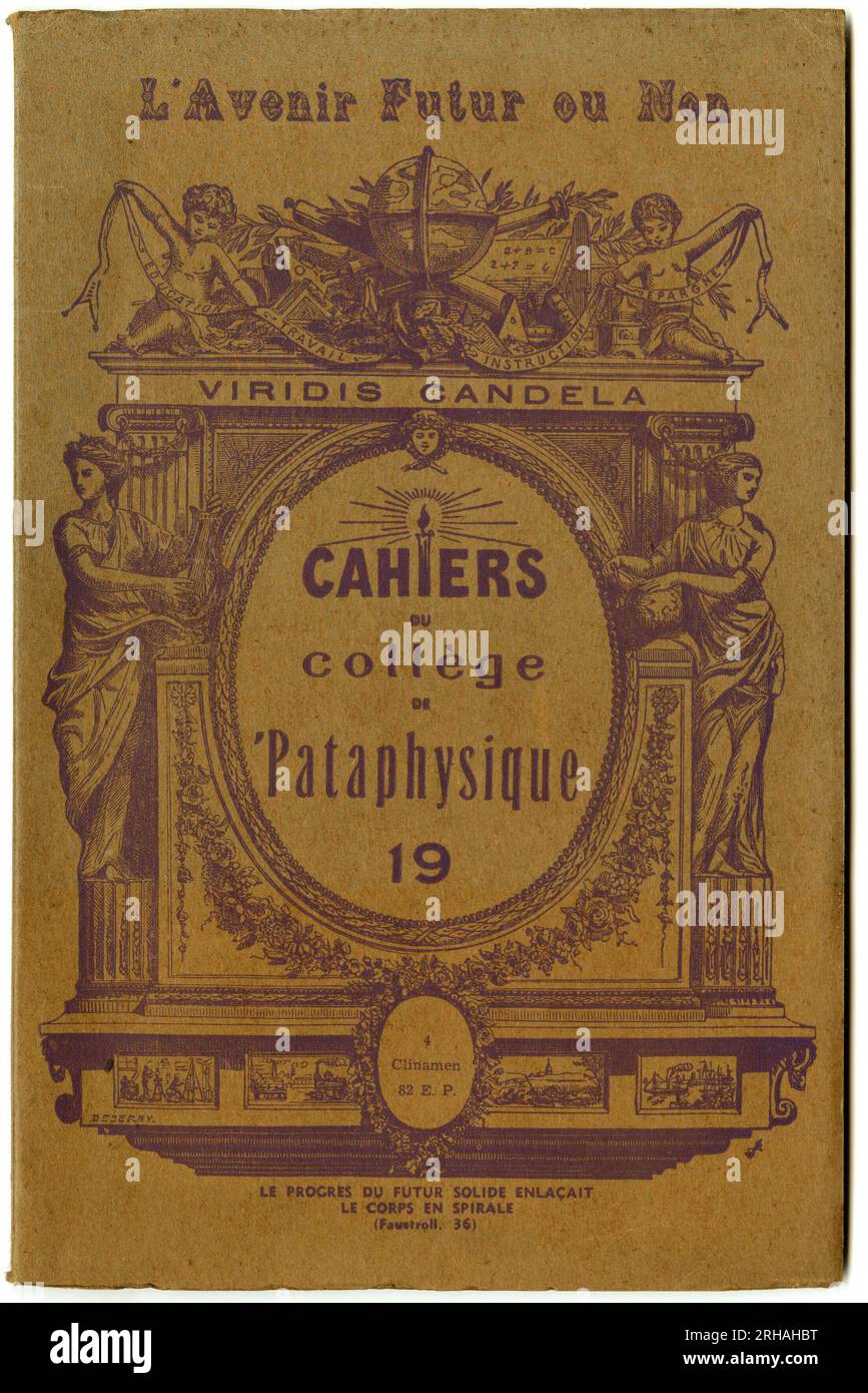 Revue numero 19 du 'Cahier du College de Pataphysique' emis le 1 Decervelage 82. Couverture, Paris, 1955. Stockfoto