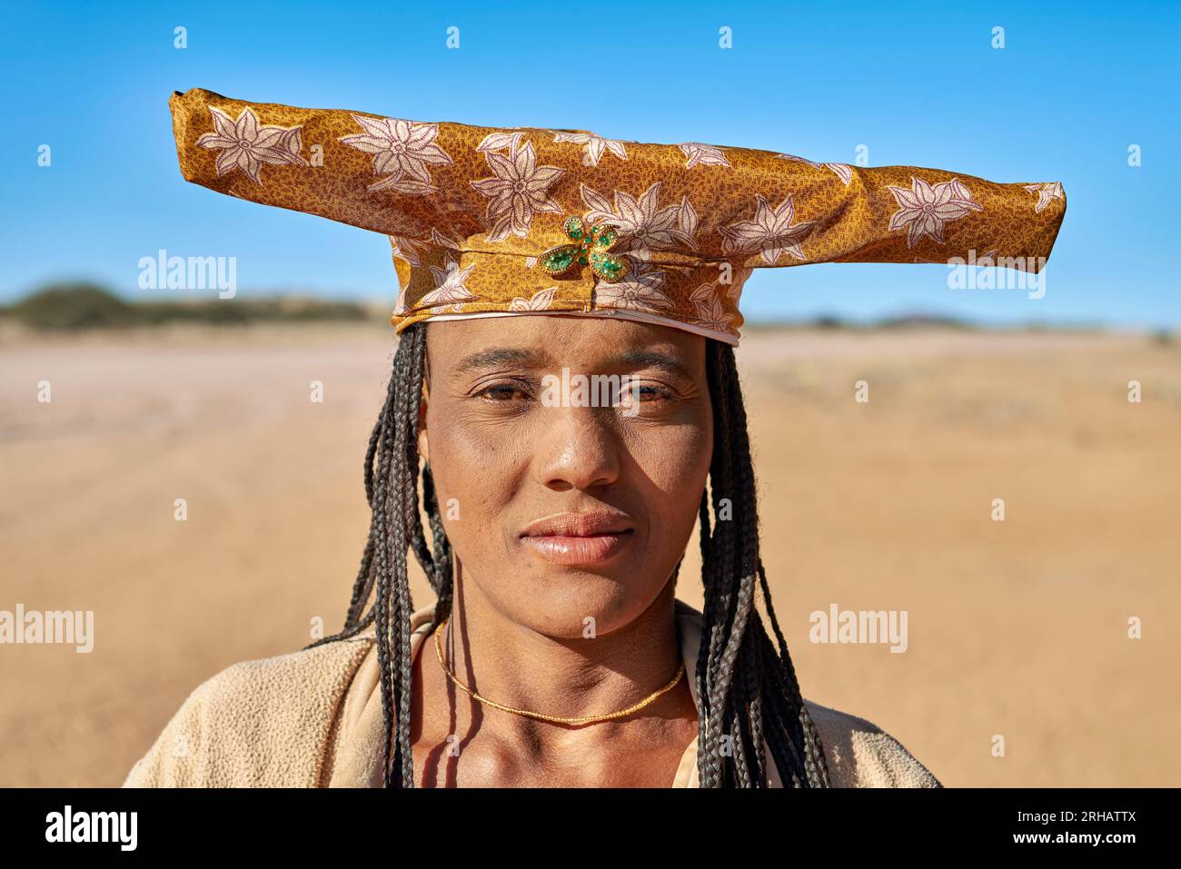 Namibia. Porträt einer Frau der Volksgruppe Herero Bantu Stockfoto