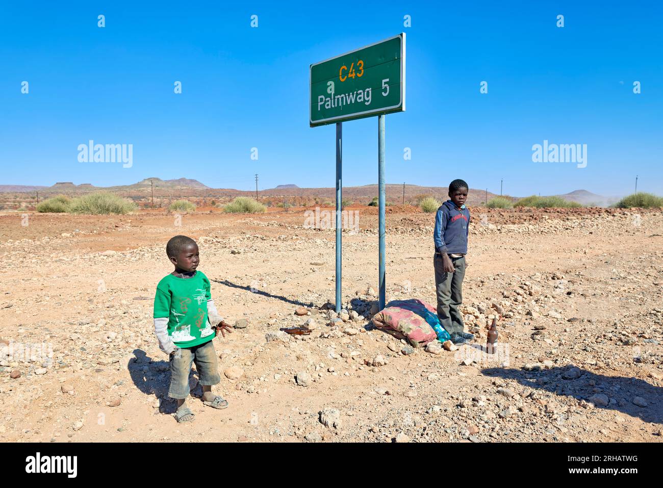 Namibia. Kinder in Palmwag Kunene Region Damaraland Stockfoto