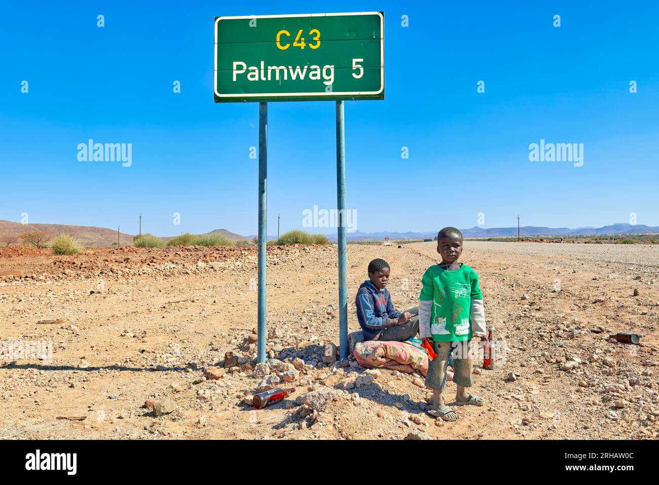Namibia. Kinder in Palmwag Kunene Region Damaraland Stockfoto