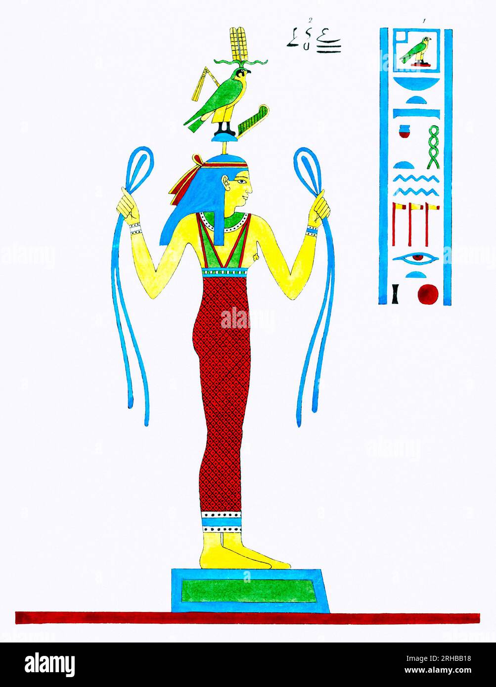 Hathor-Illustration aus Pantheon Egyptien von Leon Jean Joseph Dubois. Original aus der New York Public Library. Stockfoto