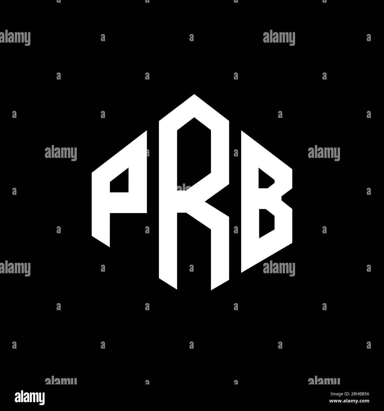 PRB-Logo in Polygonform. PRB-Polygon- und würfelförmiges Logo. PRB sechseckige Vektor-Logo-Vorlage in Weiß und Schwarz. PRB Monogr Stock Vektor