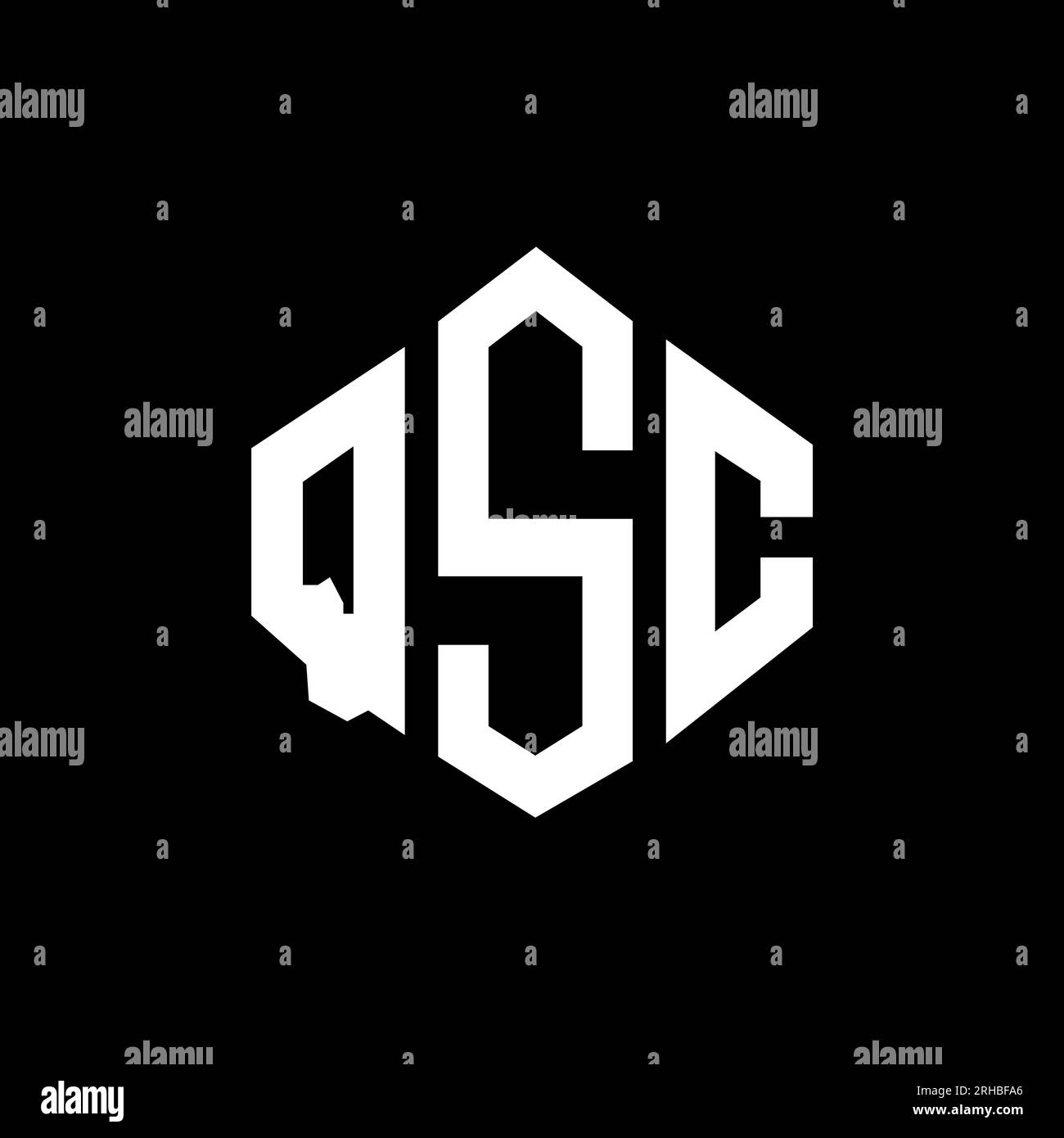 Logo mit QSC-Buchstaben und Polygonform. QSC-Polygon- und würfelförmiges Logo. QSC sechseckige Vektor-Logo-Vorlage in Weiß und Schwarz. QSC Monogr Stock Vektor