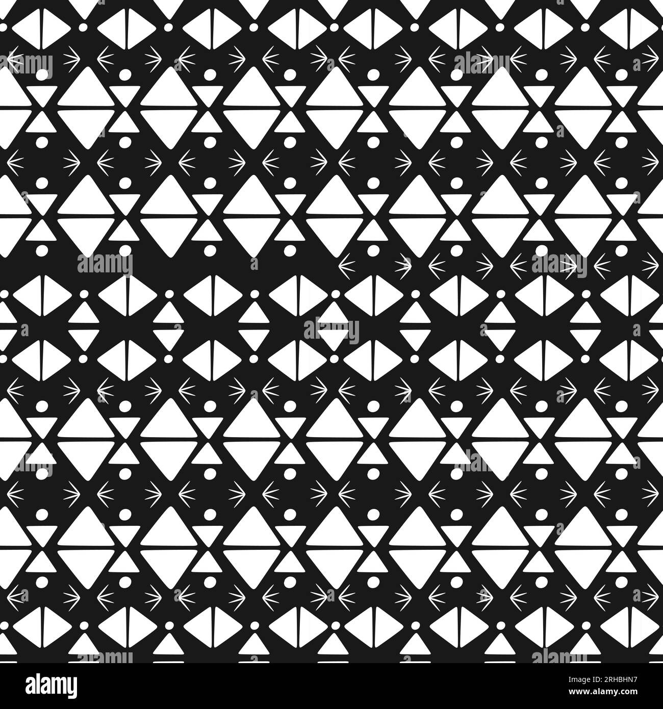 Motiv mit modischem Textildruck, nahtlosem Muster und aztekenstreifen, handgezeichnet in Schwarz und Weiß, Vektordarstellung Stock Vektor