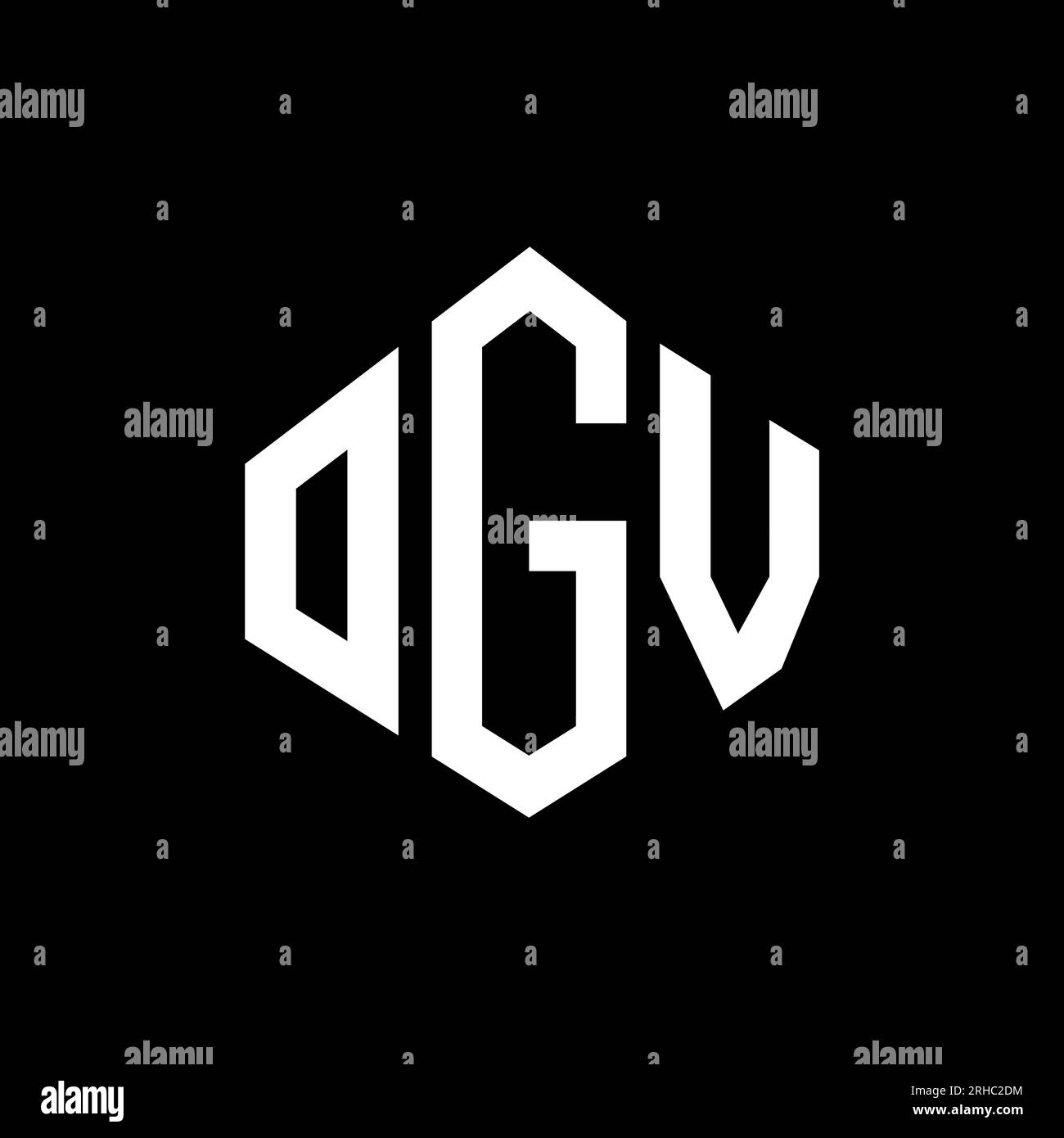 OGV-Logo in Polygonform. OGV-Polygon- und würfelförmiges Logo. OGV-sechseckige Vektor-Logo-Vorlage in Weiß und Schwarz. OGV Monogr Stock Vektor