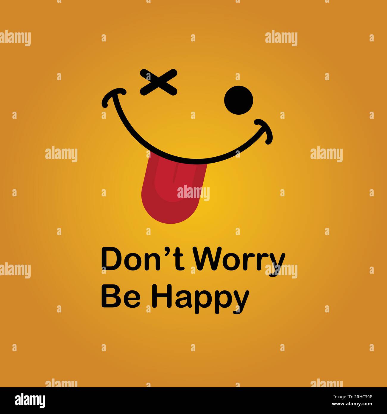 Motivationszitat Posterbanner mit lustiger „glücklich“-Vektorzeichnung und Lächeln Stock Vektor