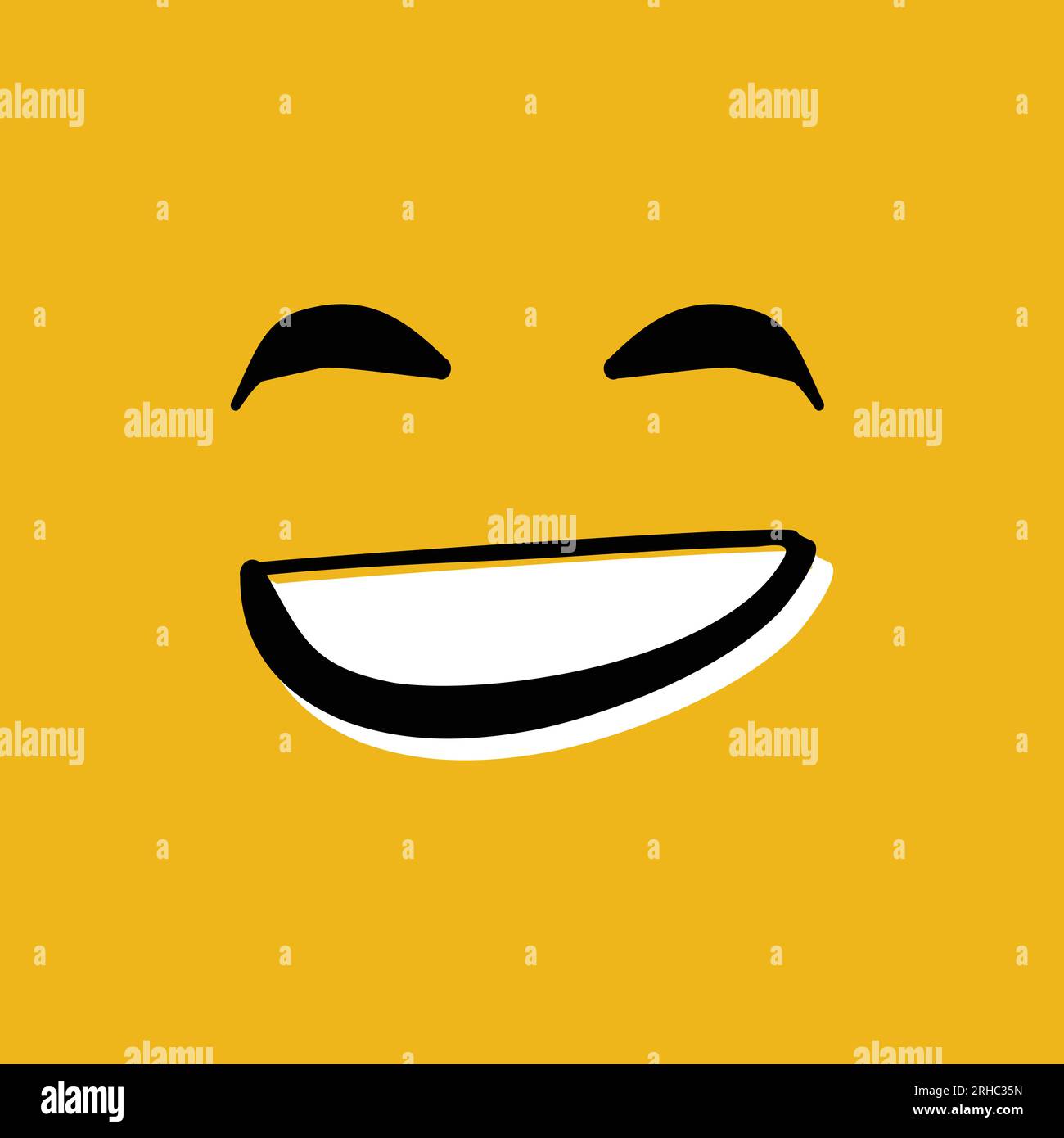 Happy Smiley Face Handgezeichnete Vektordarstellung auf gelbem Hintergrund Stock Vektor