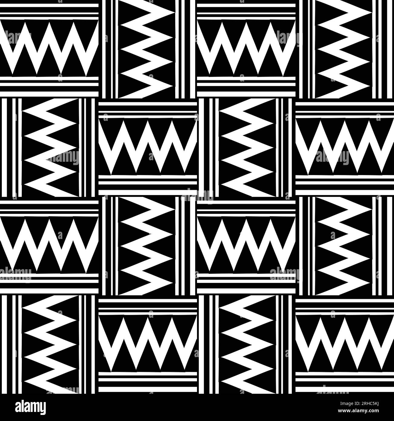 Antikes, ethnisches, nahtloses Muster der maya-Stämme mit schwarz-weißen Vektorgrafiken für einen modischen Textildruck und Umschlag Stock Vektor