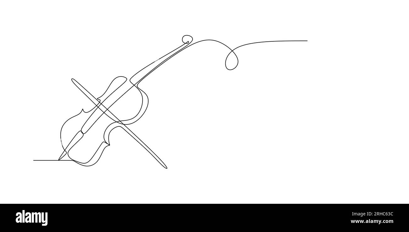 Durchgehende Linienzeichnung mit minimalistischem Violindesign Stock Vektor