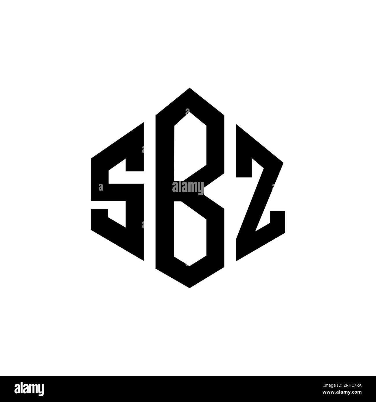 SBZ-Logo in Polygonform. SBZ-Polygon- und würfelförmiges Logo. SBZ sechseckige Vektor-Logo-Vorlage in Weiß und Schwarz. SBZ monogr Stock Vektor