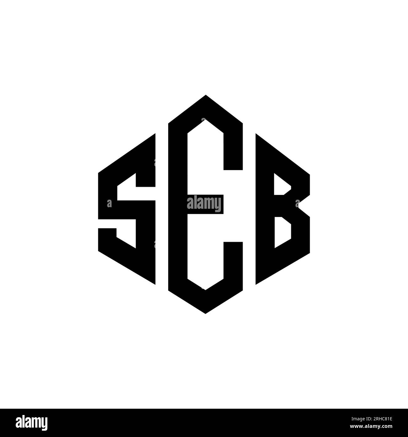 SEB-Logo in Polygonform. SEB-Polygon- und würfelförmiges Logo. Sechseckige SEB-Vektor-Logo-Vorlage in Weiß und Schwarz. SEB monogr Stock Vektor